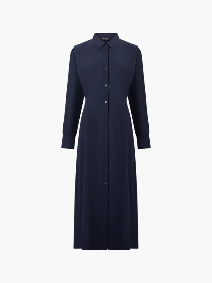 French Connection Dresses Brina Crepe Button Down Maxi Dress Marine 8211 Woman