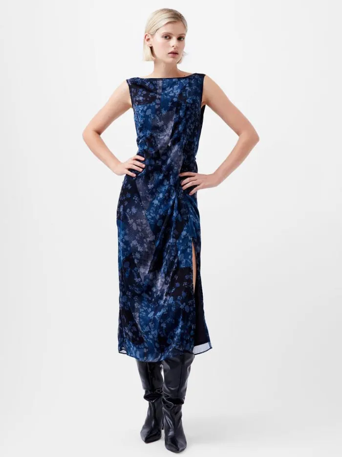 French Connection Dresses Dawn Recycled Hallie Crinkle Dress Indigo 8211 Woman