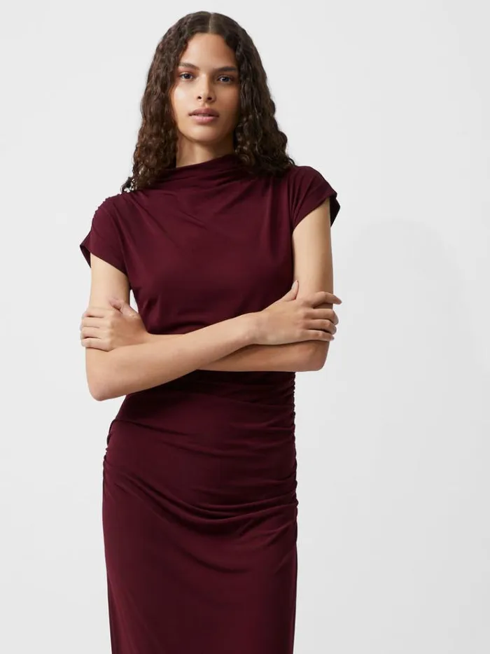 French Connection Dresses Draped Samira Mock Neck Dress Burgundy Red 8211 Woman French Connection Dresses Draped Samira Mock Neck Dress Burgundy Red 8211 Woman