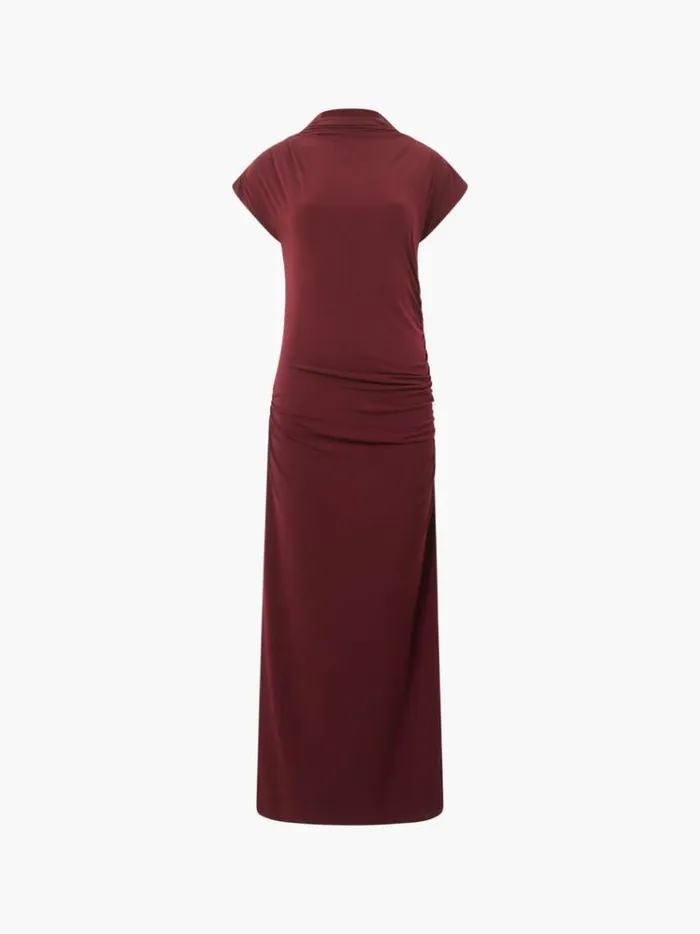 French Connection Dresses Draped Samira Mock Neck Dress Burgundy Red 8211 Woman