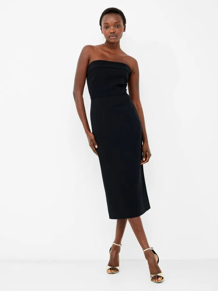 French Connection Dresses Echo Crepe Strapless Midi Dress Blackout 8211 Woman French Connection Dresses Echo Crepe Strapless Midi Dress Blackout 8211 Woman