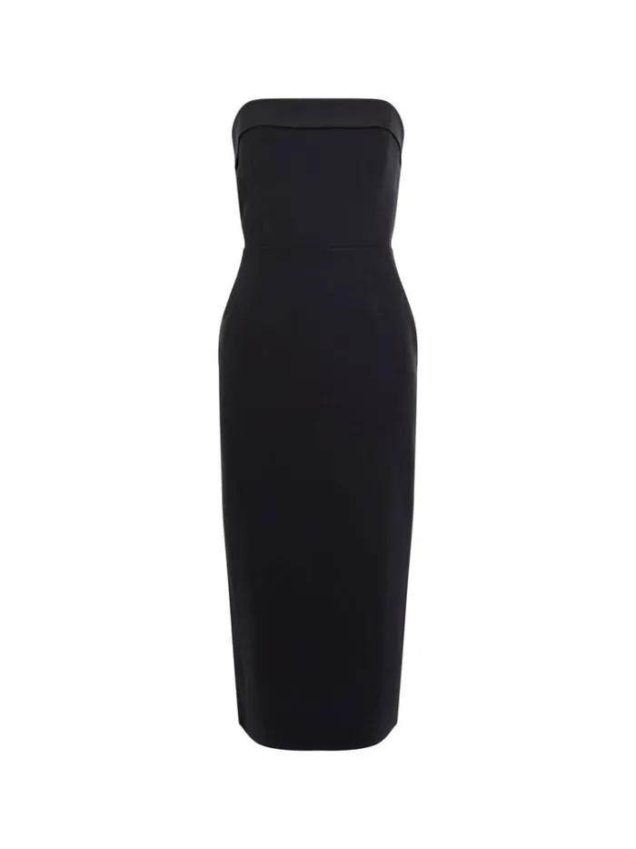 French Connection Dresses Echo Crepe Strapless Midi Dress Blackout 8211 Woman