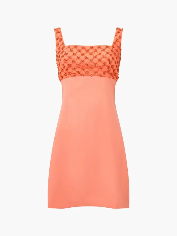 French Connection Dresses Embroidered Darcy Crepe Mini Dress Coral 8211 Woman