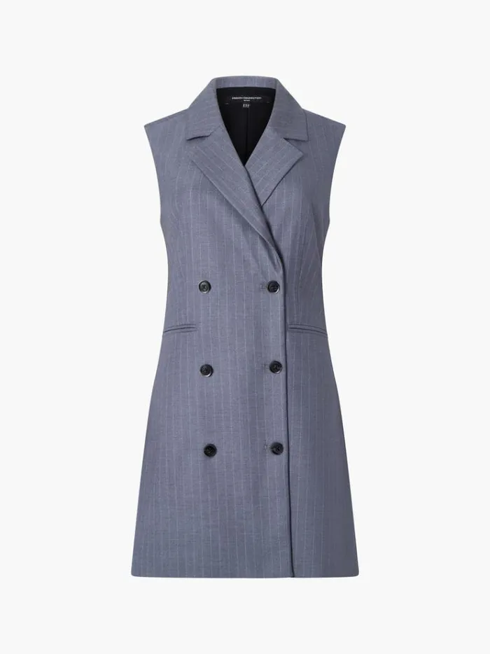 French Connection Dresses Fiorella Pin Stripe Tuxedo Mini Dress Grey 8211 Woman
