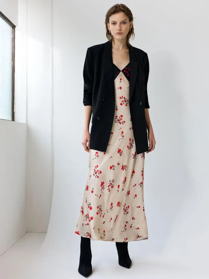 French Connection Dresses Floramour Ennis Eco Satin Slip Dress Classic Creamblacko 8211 Woman