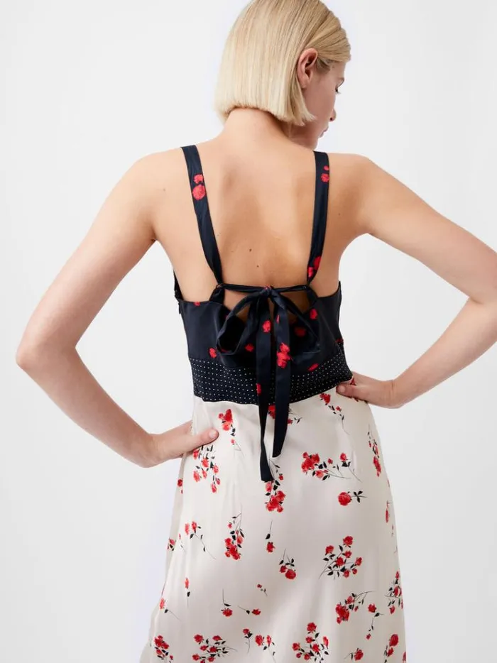 French Connection Dresses Floramour Ennis Eco Satin Slip Dress Classic Creamblacko 8211 Woman