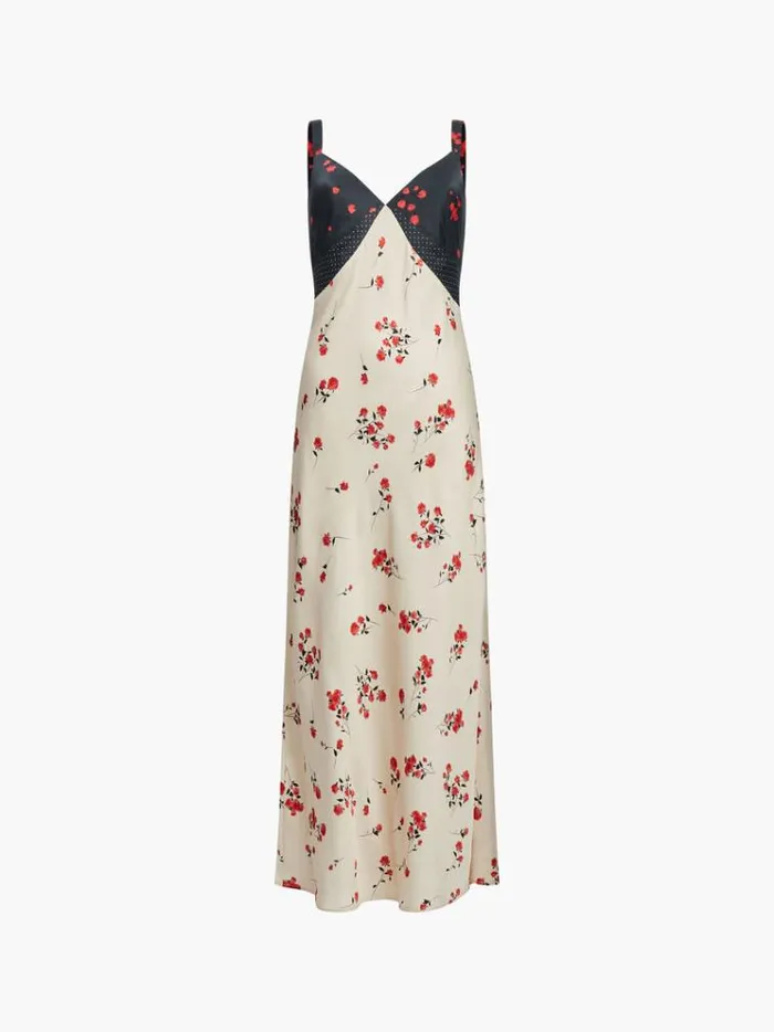 French Connection Dresses Floramour Ennis Eco Satin Slip Dress Classic Creamblacko 8211 Woman