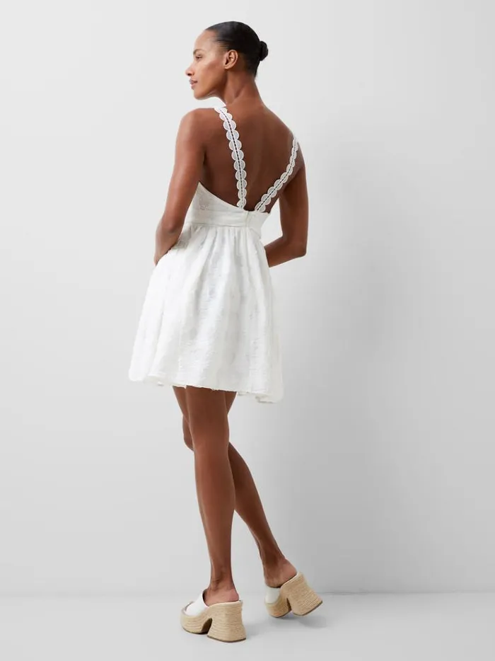 French Connection Dresses Freya Organza Devore Mini Dress Summer White 8211 Woman