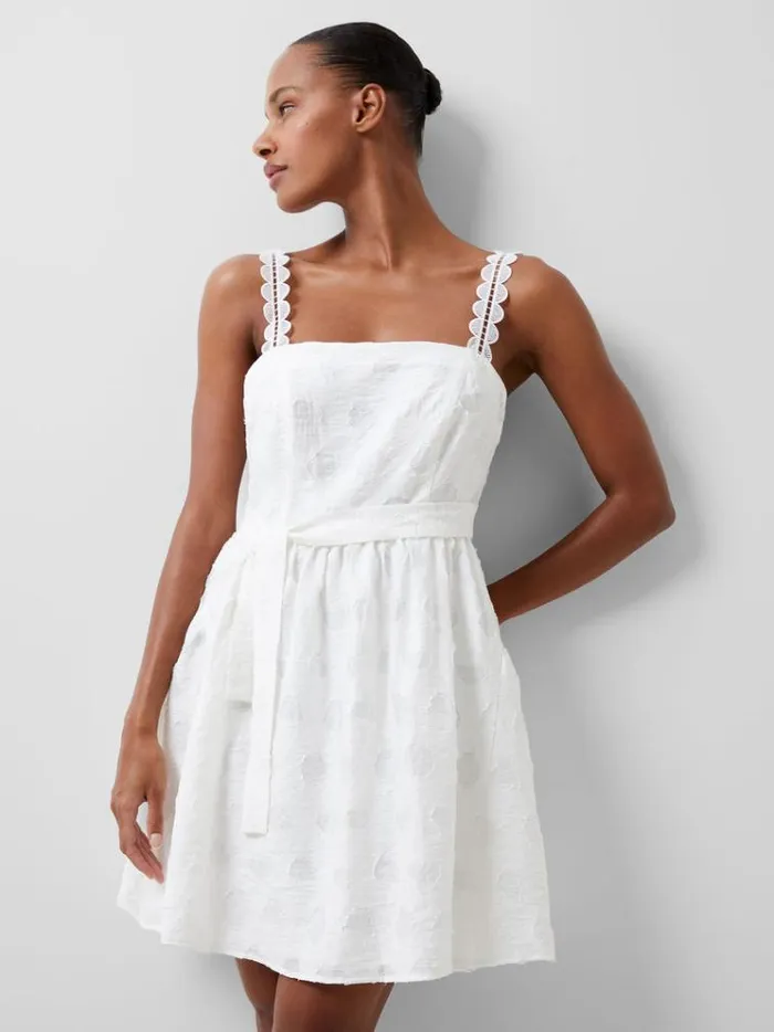 French Connection Dresses Freya Organza Devore Mini Dress Summer White 8211 Woman