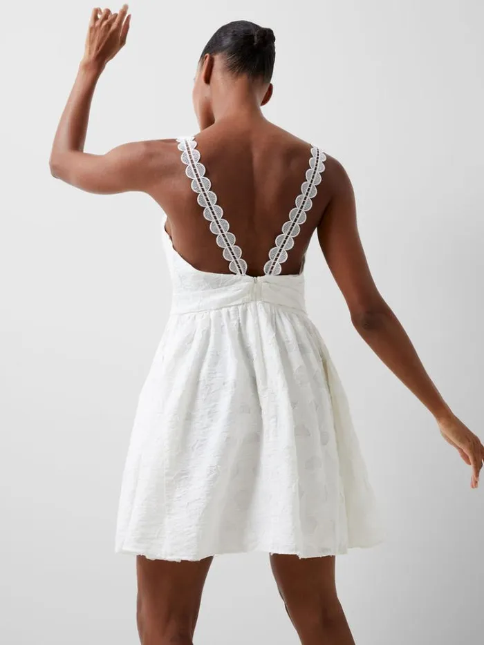 French Connection Dresses Freya Organza Devore Mini Dress Summer White 8211 Woman