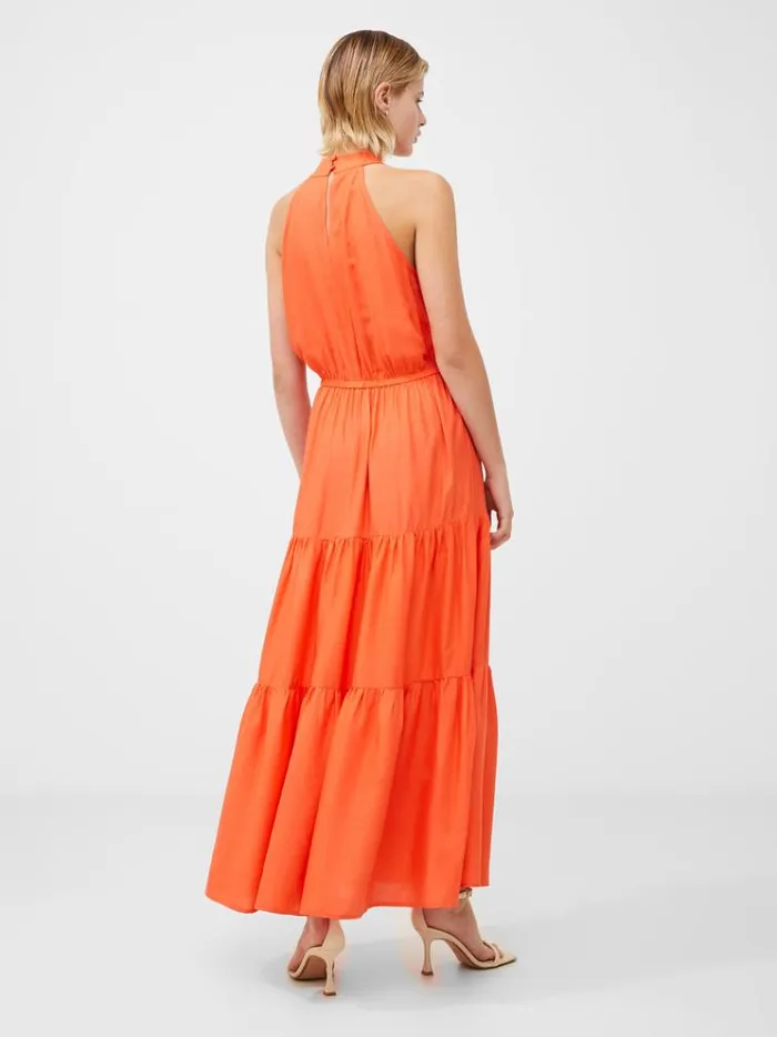 French Connection Dresses Halter Viscose Tiered Maxi Dress Amber Sunrise 8211 Woman