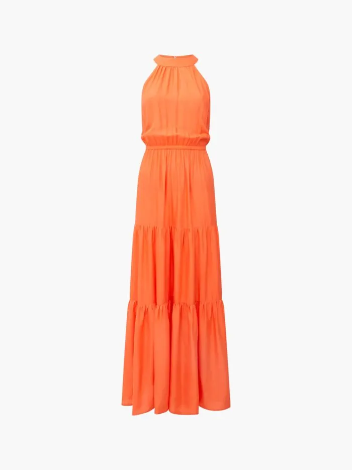 French Connection Dresses Halter Viscose Tiered Maxi Dress Amber Sunrise 8211 Woman