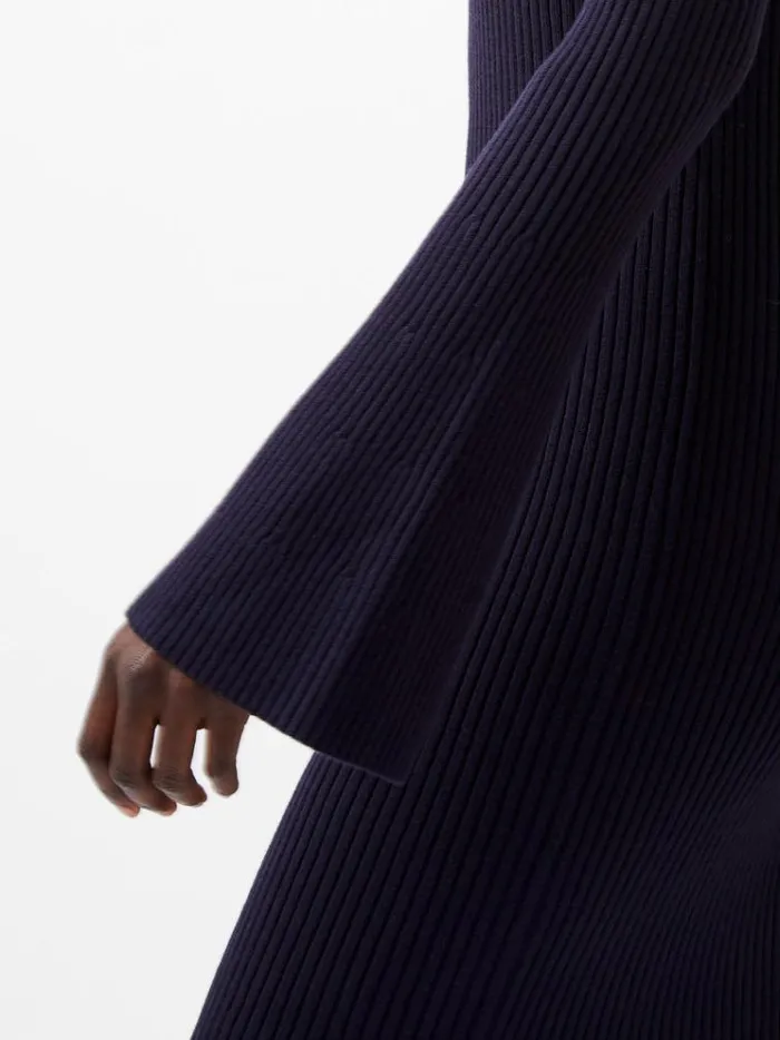 French Connection Dresses Lolly Mari Flare Sleeve Knit Dress Marine 8211 Woman