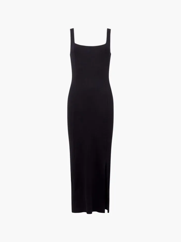 French Connection Dresses Rassia Rib Contrast Square Neck Midi Dress Blackporcelain Crea 8211 Woman