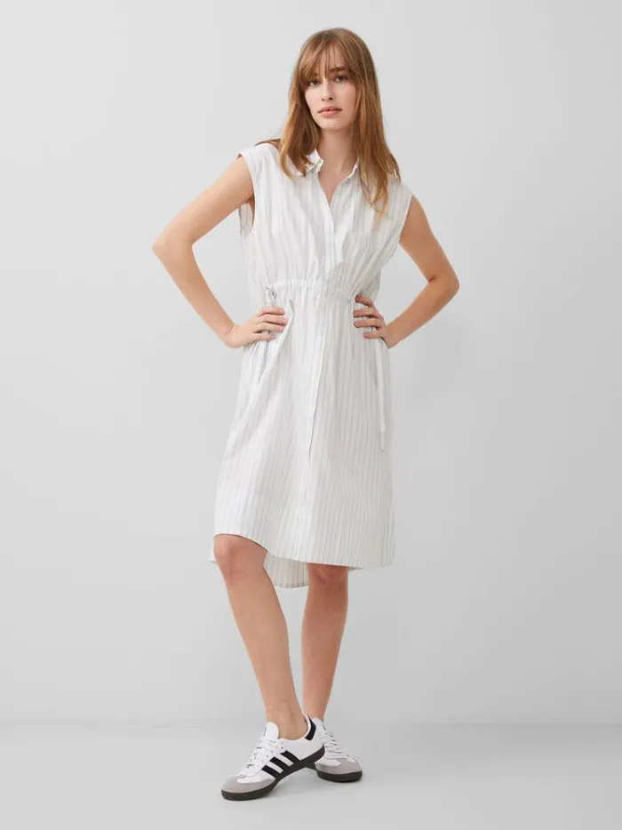 French Connection Dresses Rhodes Poplin Stripe Shirt Dress Whitecashmerestripe 8211 Woman