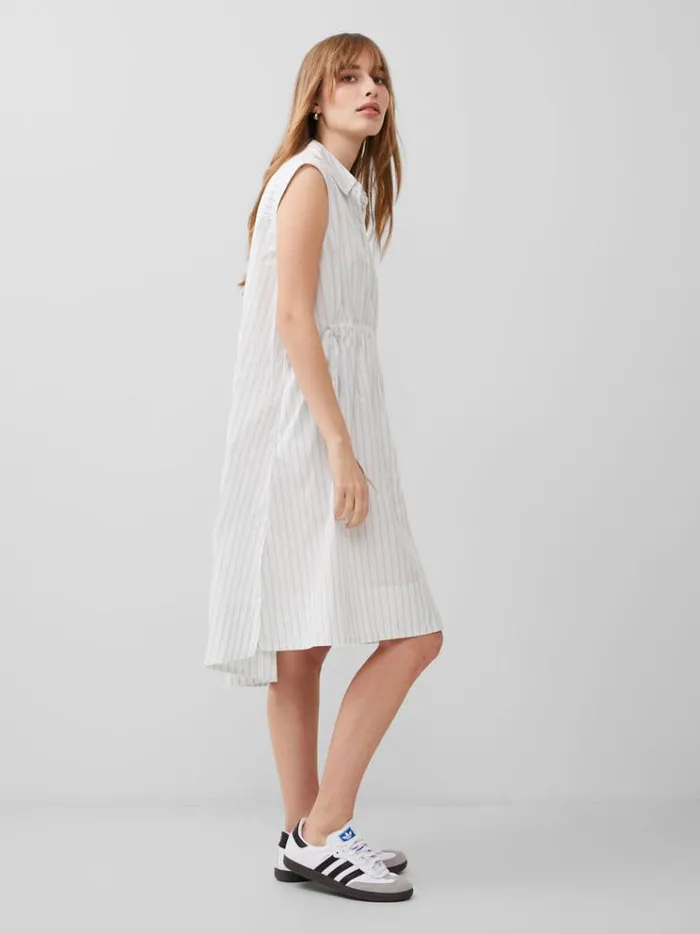 French Connection Dresses Rhodes Poplin Stripe Shirt Dress Whitecashmerestripe 8211 Woman