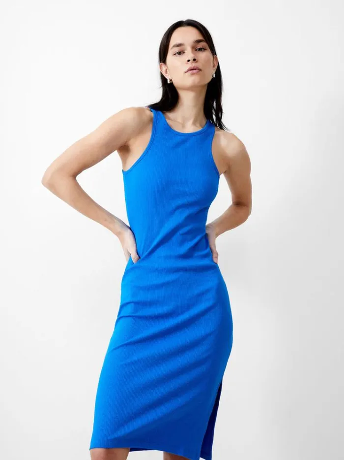 French Connection Dresses Ribbed Racer Dress Bright Blue 8211 Woman