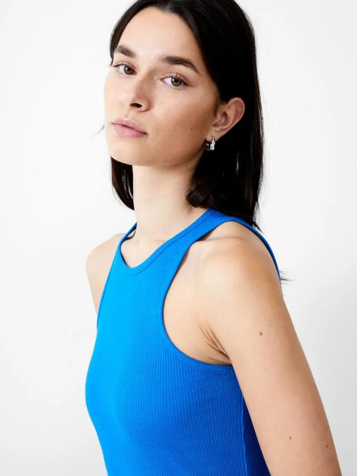 French Connection Dresses Ribbed Racer Dress Bright Blue 8211 Woman