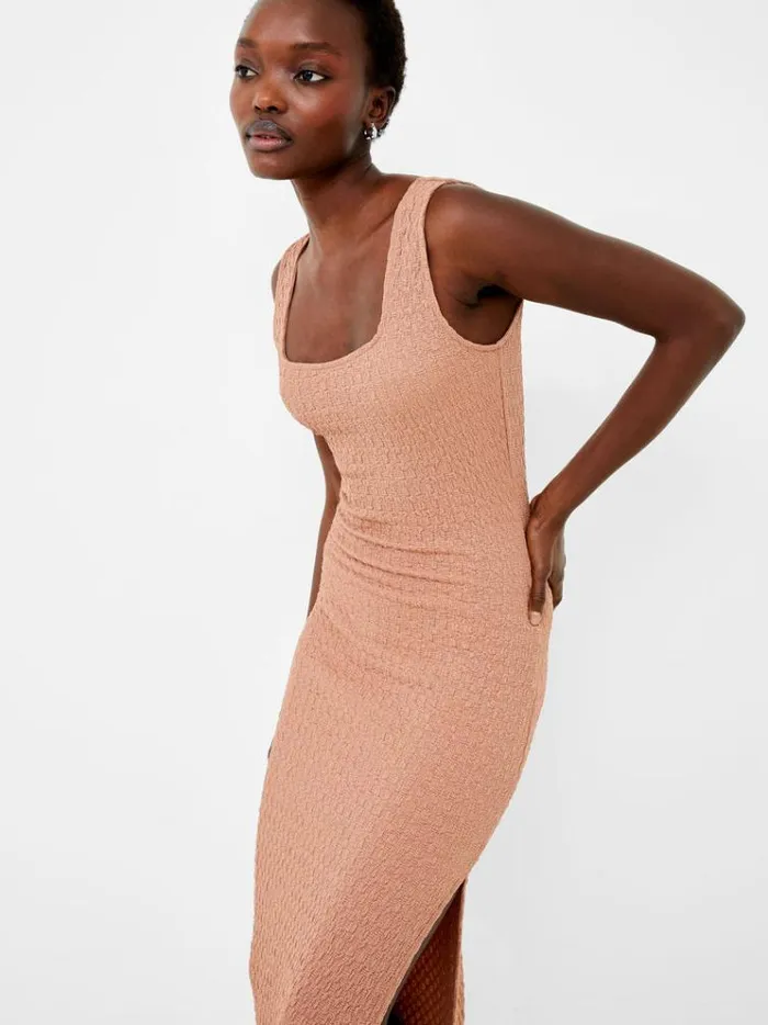 French Connection Dresses Sadie Textured Maxi Dress Mocha Mousse 8211 Woman