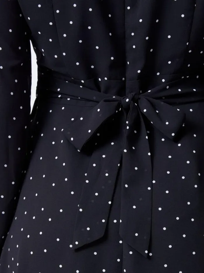 French Connection Dresses Spot Georgette Long Sleeve Mini Dress Blackwhite 8211 Woman
