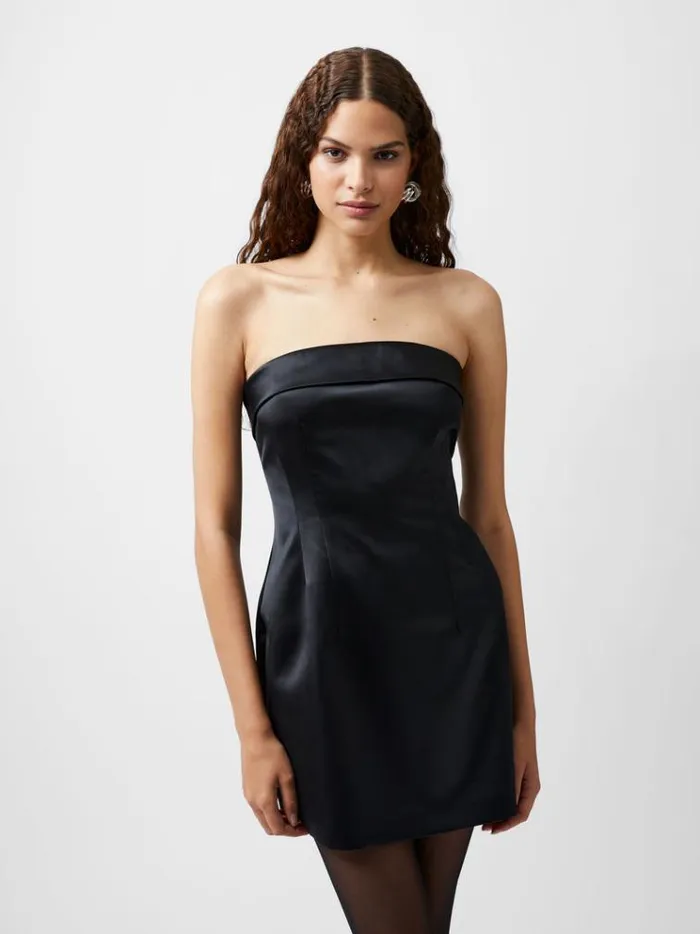 French Connection Dresses Structured Satin Bandeau Mini Dress Black 8211 Woman