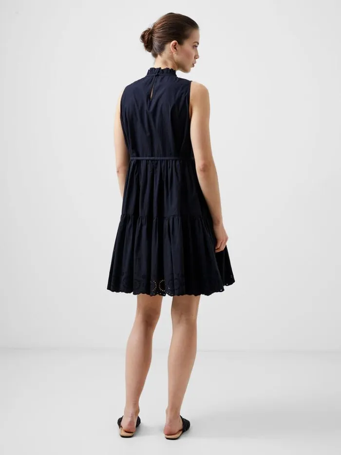 French Connection Dresses Tiered Broderie Mix Dress Black 8211 Woman