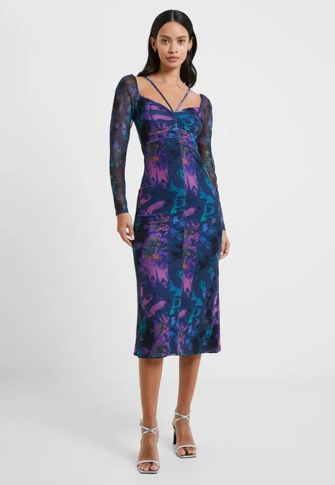 French Connection Dresses Toni Mesh Gabriela Dress Blue Depths 8211 Woman