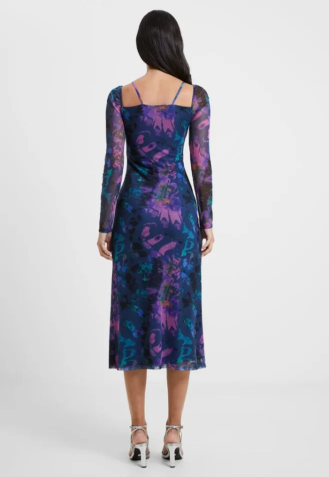 French Connection Dresses Toni Mesh Gabriela Dress Blue Depths 8211 Woman