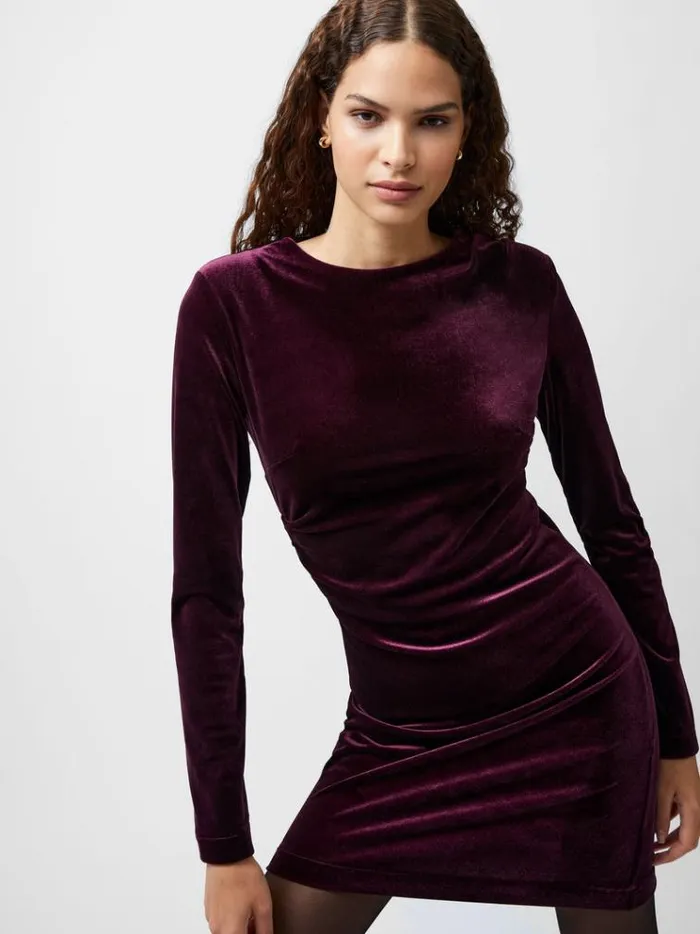 French Connection Dresses Viola Velvet Long Sleeve Bodycon Mini Dress Burgundy Red 8211 Woman French Connection Dresses Viola Velvet Long Sleeve Bodycon Mini Dress Burgundy Red 8211 Woman