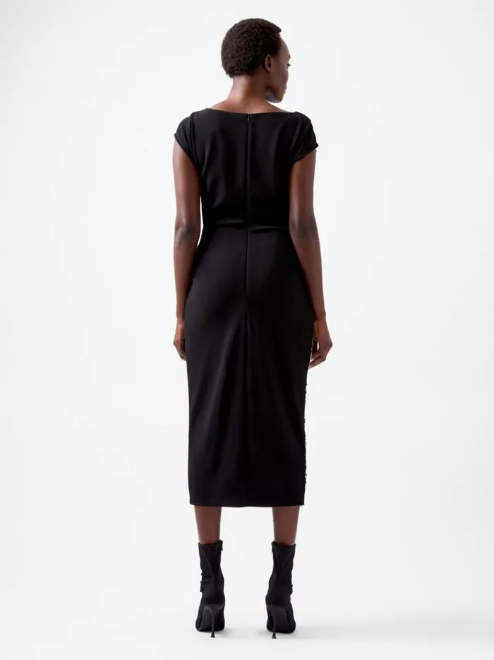 French Connection Dresses Zanna Jersey Sequin Mix Midi Dress Blackout 8211 Woman