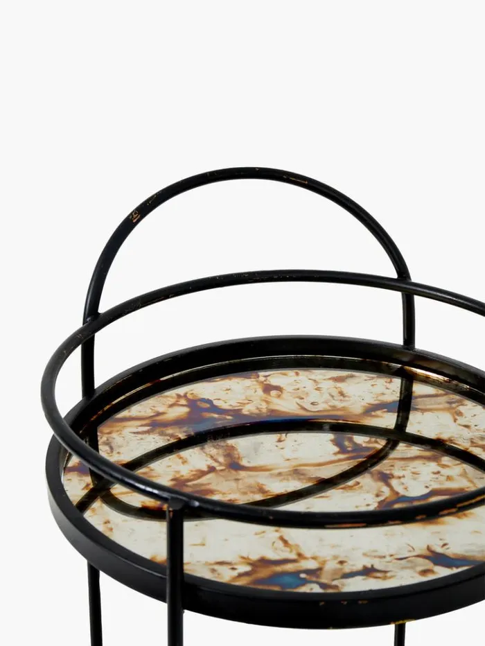 French Connection Home Accessories Antique Mirrored Drinks Trolley Blackgold 8211 Home