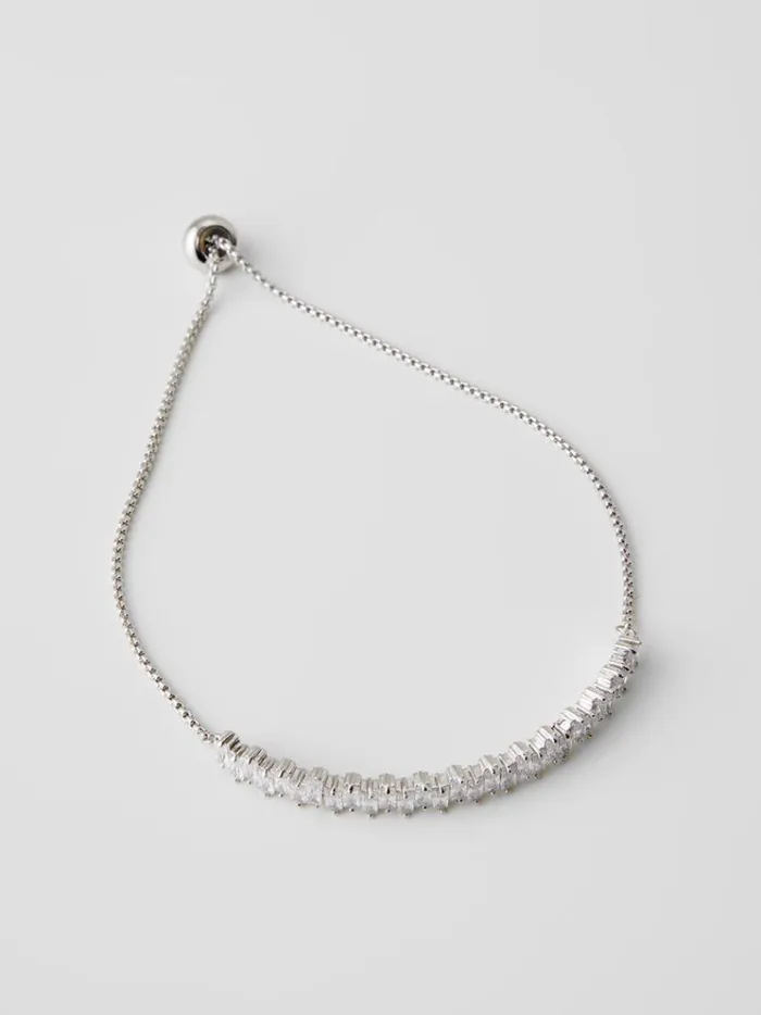 French Connection Jewellery Delicate Rectangular Diamante Bracelet Silverdiamante 8211 Woman