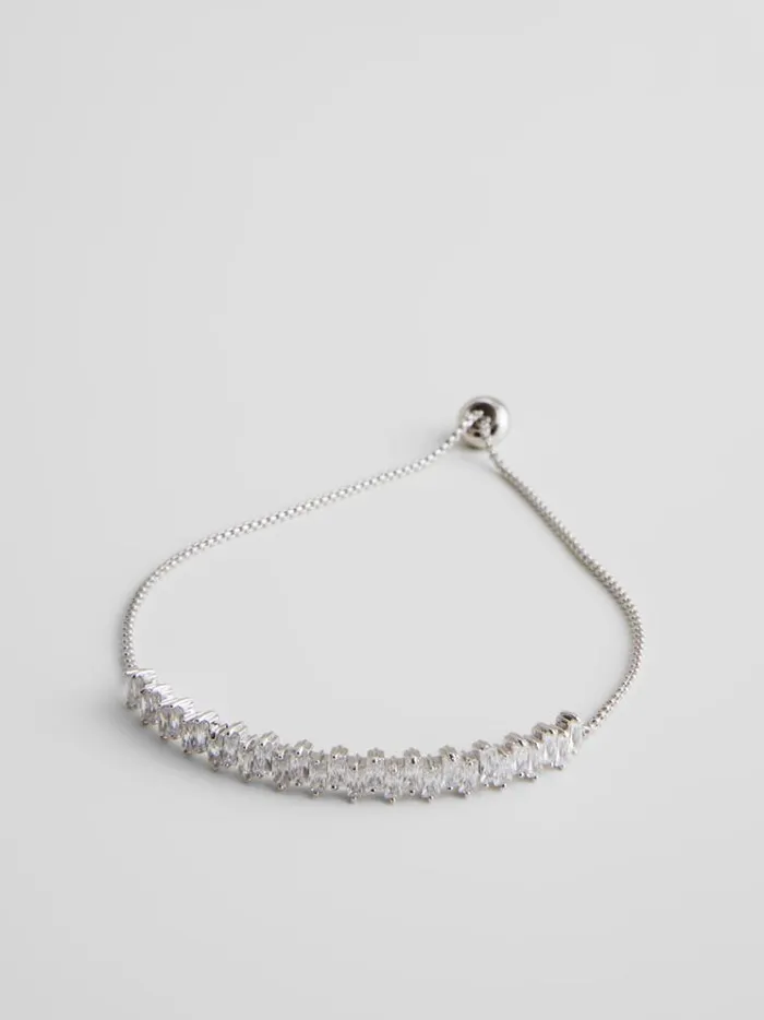 French Connection Jewellery Delicate Rectangular Diamante Bracelet Silverdiamante 8211 Woman