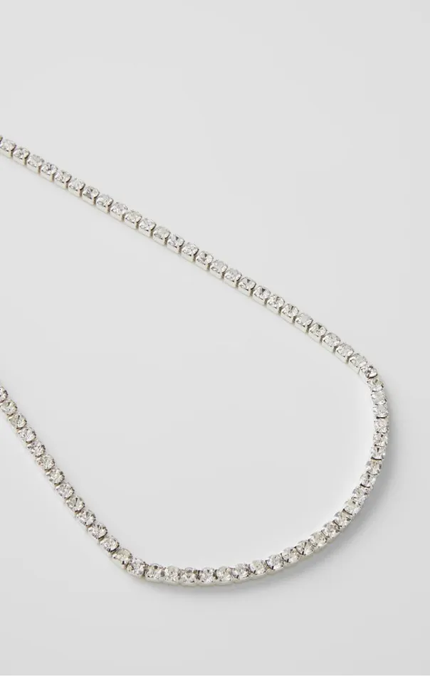 French Connection Jewellery Diamente Link Necklace Silverdiamante 8211 Woman