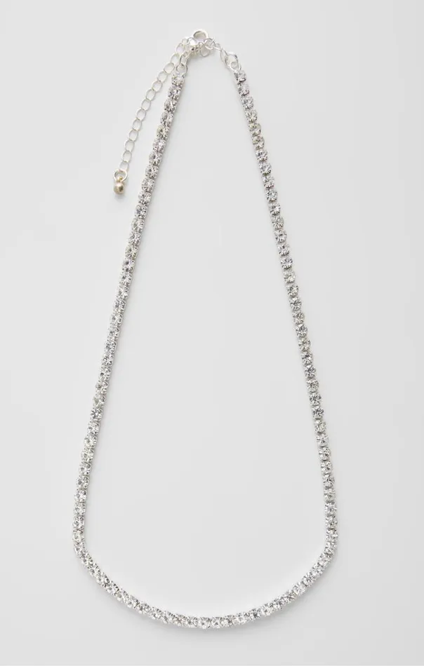 French Connection Jewellery Diamente Link Necklace Silverdiamante 8211 Woman