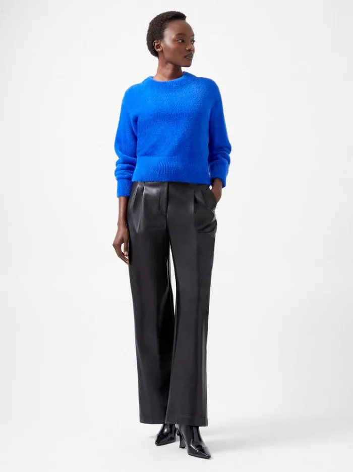 French Connection Jumpers and Cardigans Jacelin Fluffy Crew Neck Jumper Chroma Blue 8211 Woman