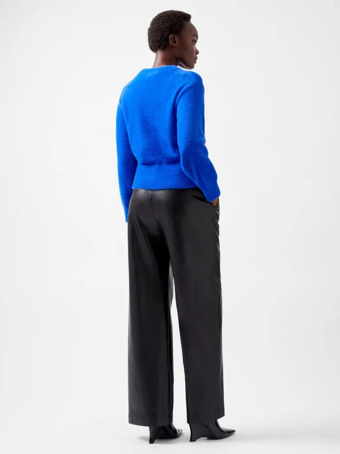 French Connection Jumpers and Cardigans Jacelin Fluffy Crew Neck Jumper Chroma Blue 8211 Woman