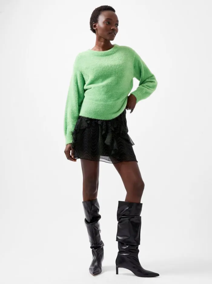 French Connection Jumpers and Cardigans Jacelin Fluffy Crew Neck Jumper Vivid Green 8211 Woman