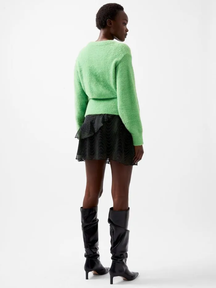 French Connection Jumpers and Cardigans Jacelin Fluffy Crew Neck Jumper Vivid Green 8211 Woman