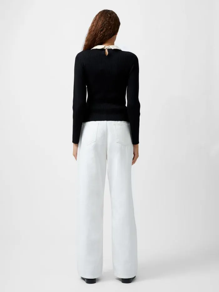 French Connection Jumpers and Cardigans Krista Embellished Knit Top Blackwhite 8211 Woman
