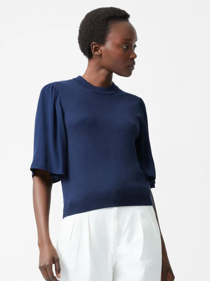 French Connection Jumpers and Cardigans Krista Knits Flared Sleeve Jumper Marine 8211 Woman