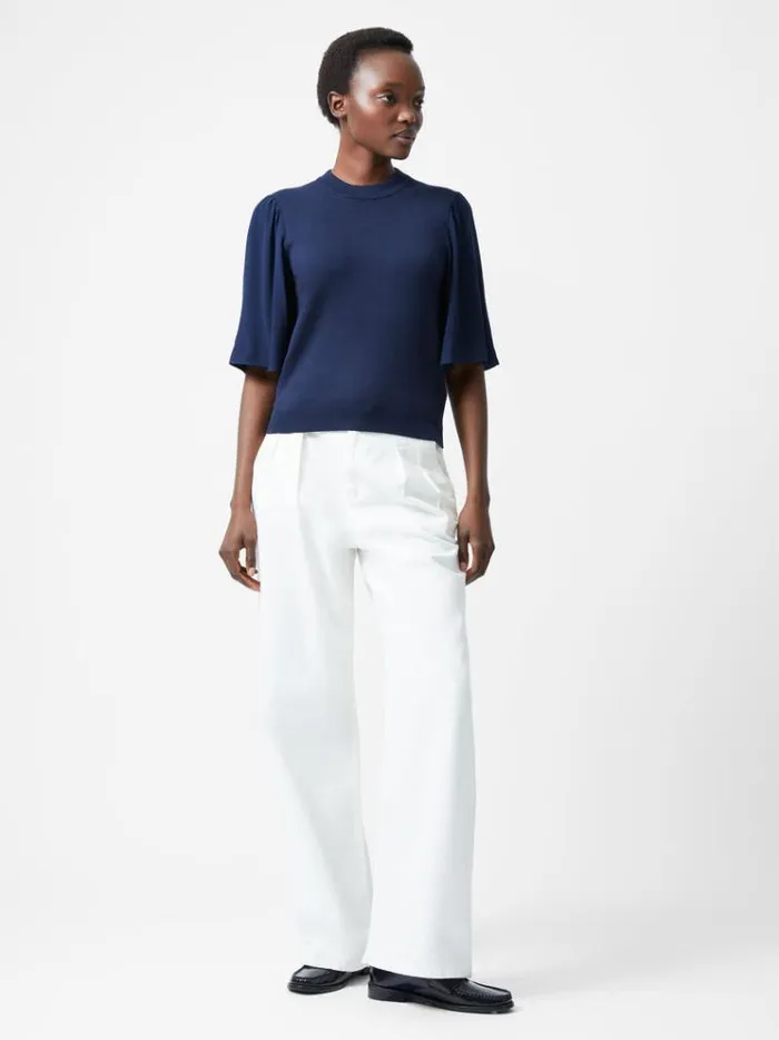 French Connection Jumpers and Cardigans Krista Knits Flared Sleeve Jumper Marine 8211 Woman