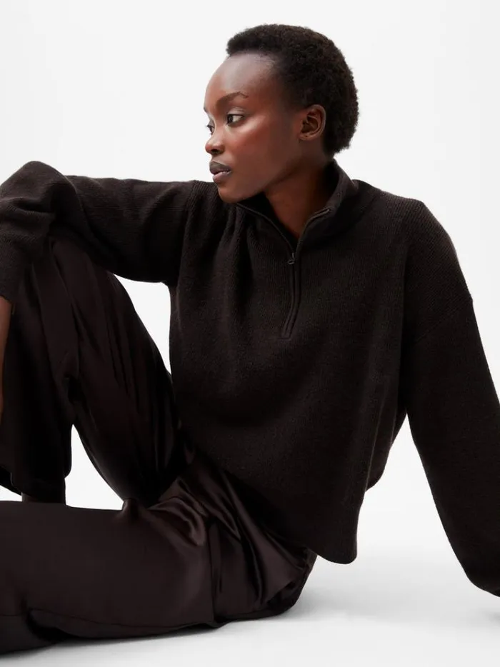French Connection Jumpers and Cardigans Lightweight Vhari Recycled Half Zip Jumper Chocolate Ganache 8211 Woman French Connection Jumpers and Cardigans Lightweight Vhari Recycled Half Zip Jumper Chocolate Ganache 8211 Woman