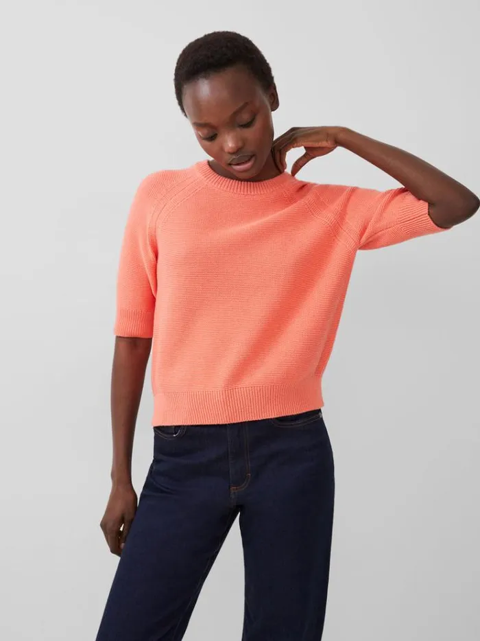 French Connection Jumpers and Cardigans Lily Mozart Short Sleeve Jumper Coral 8211 Woman French Connection Jumpers and Cardigans Lily Mozart Short Sleeve Jumper Coral 8211 Woman