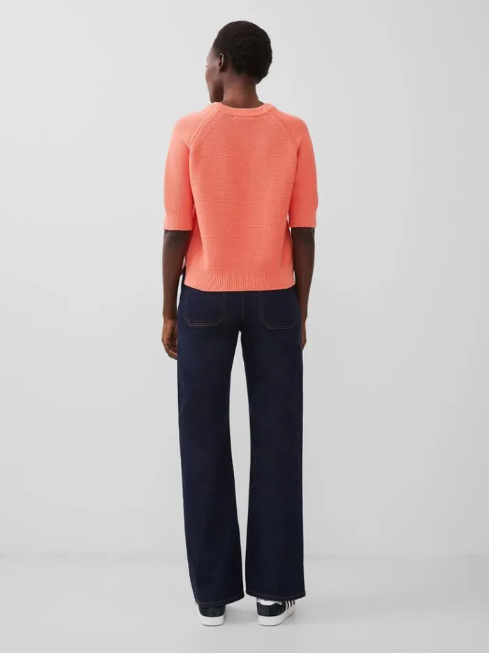French Connection Jumpers and Cardigans Lily Mozart Short Sleeve Jumper Coral 8211 Woman