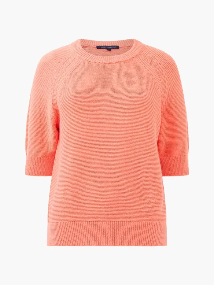 French Connection Jumpers and Cardigans Lily Mozart Short Sleeve Jumper Coral 8211 Woman
