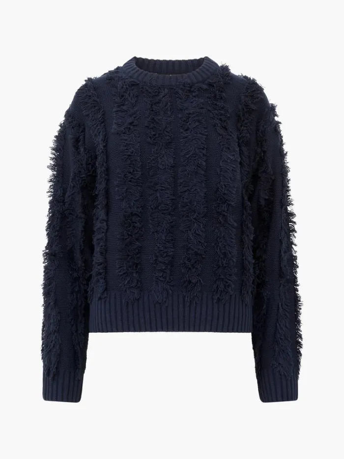 French Connection Jumpers and Cardigans Malika Fringed Jumper Marine 8211 Woman