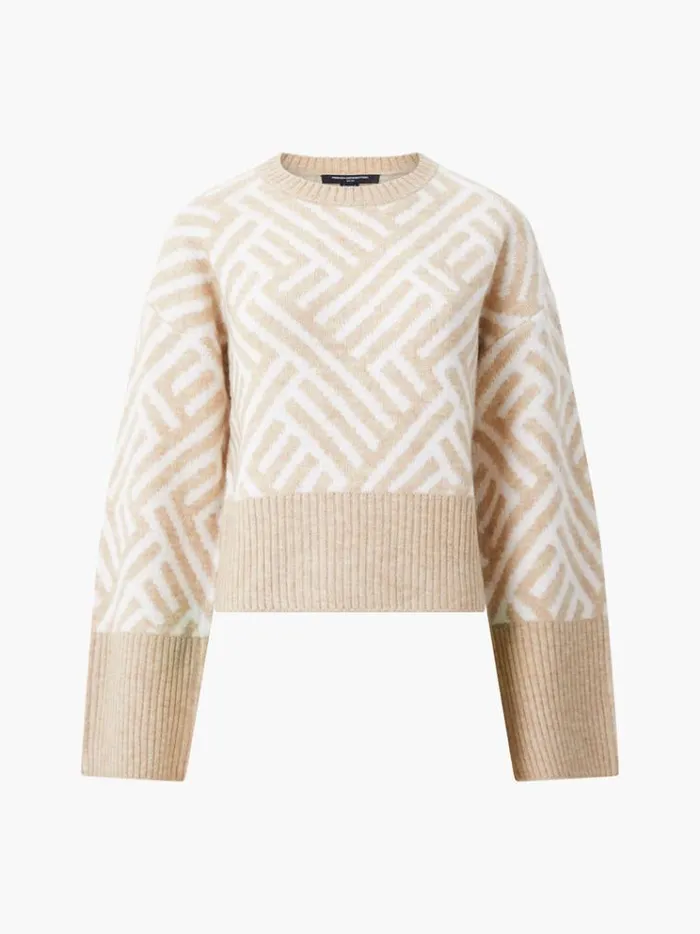 French Connection Jumpers and Cardigans Martina Graphic Cropped Jumper Incenseclassic Crm 8211 Woman