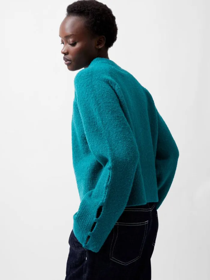 French Connection Jumpers and Cardigans Melissa Boucle Button Detail Sleeve Jumper Dark Teal 8211 Woman French Connection Jumpers and Cardigans Melissa Boucle Button Detail Sleeve Jumper Dark Teal 8211 Woman