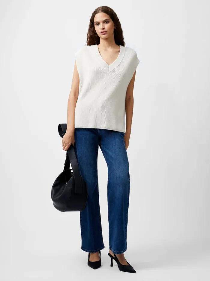 French Connection Jumpers and Cardigans Nariko Rib Knit Vest Oatmeal Mel 8211 Woman